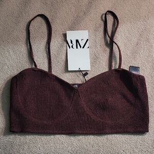 Zara Brown Knit Crop Top